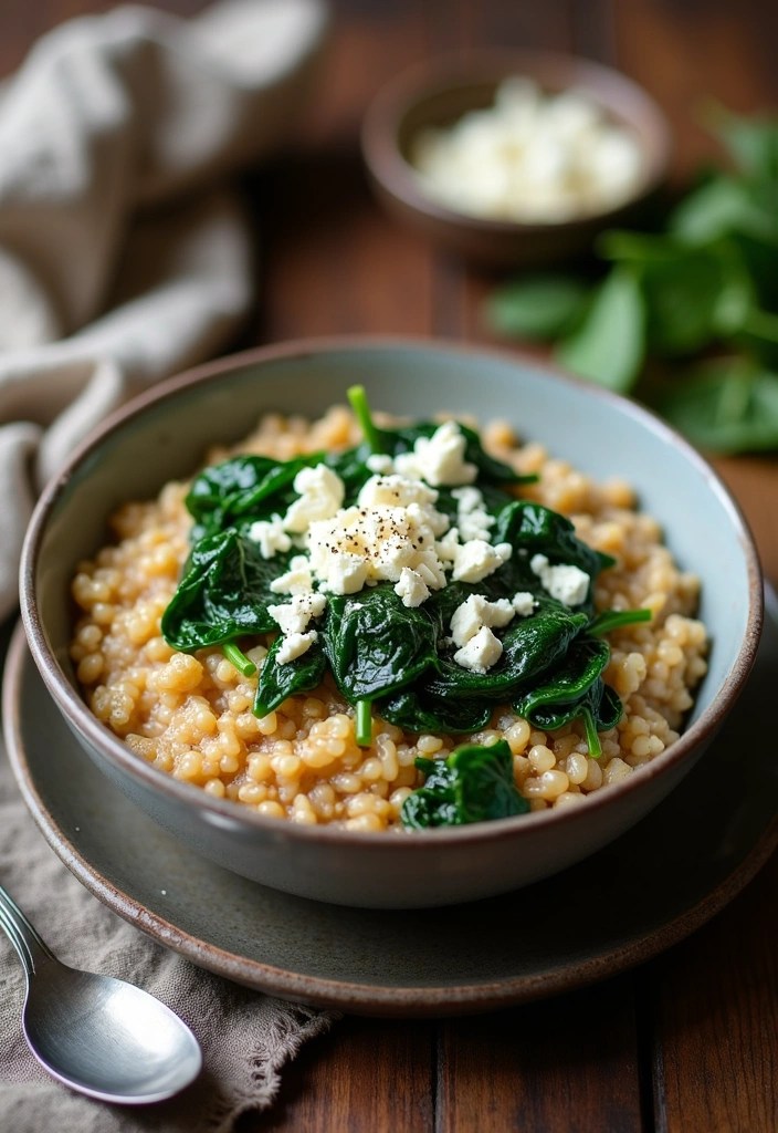 17 Breakfast Ideas That Will Make You Jump Out of Bed (You’ll Never Hit Snooze Again!) - 9. Savory Oatmeal with Spinach and Feta